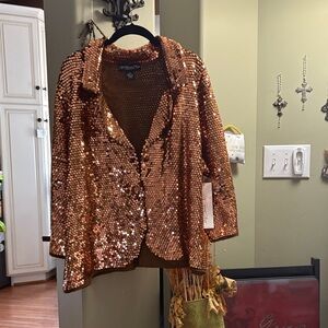 QVC Copper Sequin Blazer